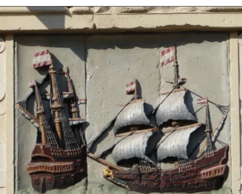 3. kép. A Holland Kelet-indiai Társaság hajójának   képe egy hoorni ház homlokzatán. 