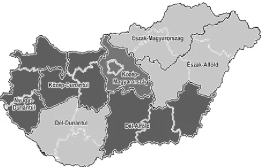 3. ábra: A különböző kompozíciójú iskolák által felülreprezentált régiók Magyarországon