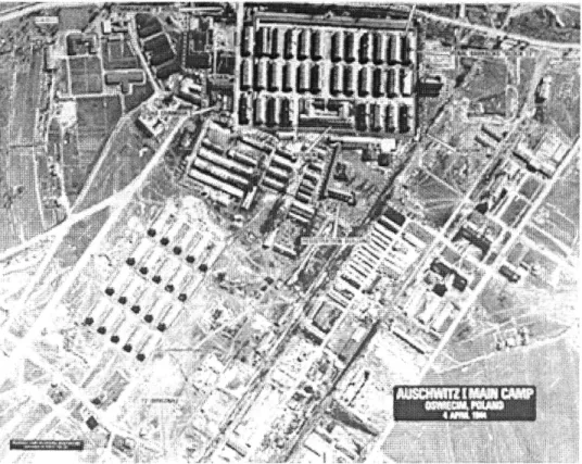 2. ábra: 1944. augusztus 25-én készült légifelvétel az Auschwitz l-es táborról. 