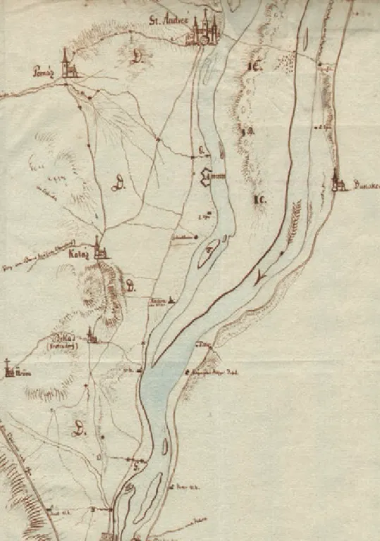 5. térkép: Lipszky János Óbuda és Szentendre közötti hídfőt bemutató vázlata (K VII k 74)