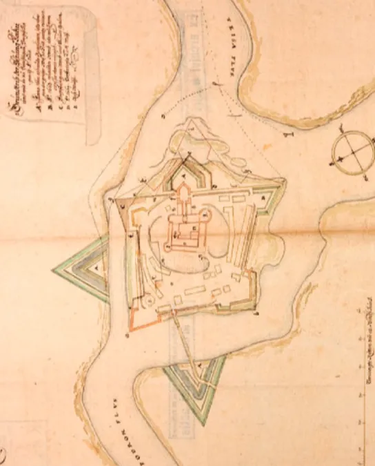 10. térkép: A tokaji vár alaprajza 1655-ből (K VII k 309-900)