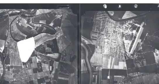 13. kép: Szolnoki reptér. Balra az 1981-es, a fent említett titkosítással ellátott   (egyszerűen kitakart); jobbra az 1991-es, nyílt minősítésű felvétel (68 153., 68 462