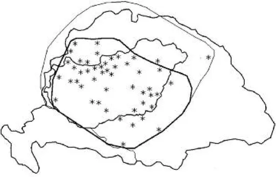 3. kép. a­piszkei­vörös­kőből­készült­síremlékek­elterjedési­területe­a­történeti­Magyarországon.
