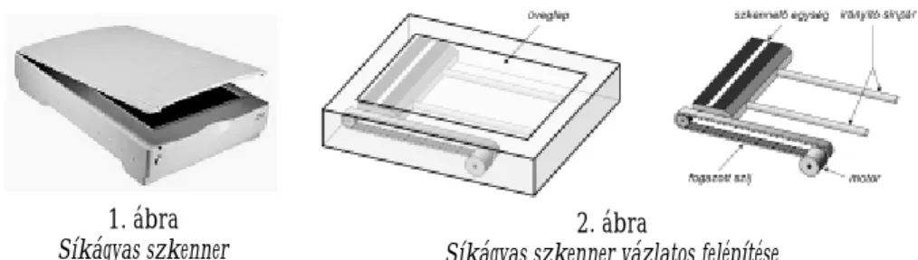 A síkágyas szkenner vázlatos felépítését a 2. ábra mutatja be. A készülék tulajdon- tulajdon-képpen egy lapos doboz, amely nagyon hasonlít egy fénymásolóra