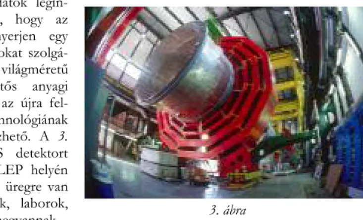 ábra a készül&#34; CMS detektort  ábrázolja.  Mivel az LHC a LEP helyén  épül, mindössze két új üregre van  szükség; az injektorok, laborok, 