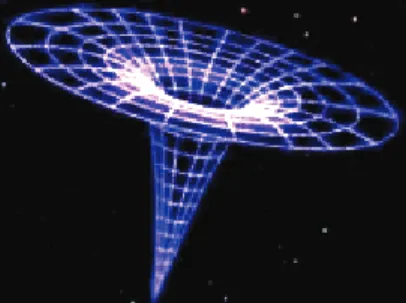 A 2. és 3. ábra egy 3 dimenziós animációs kép, amely a fekete lyuk környékét mutat- mutat-ja be nagy távolságról