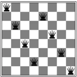 1. ábra. Helyes királynő-elhelyezés 8×8-as sakktáblán 