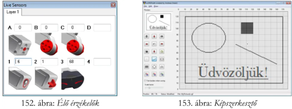 152. ábra: Élő érzékelők  153. ábra: Képszerkesztő 