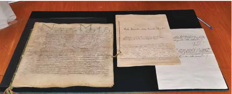 16. kép. A restaurált pergamen oklevél és papír fordítása. 