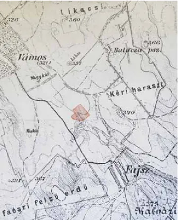 1. ábra. A balácai római lelőhely és környéke (Laczkó, D. – Rhé,  Gy.: 1912. p. 32.).