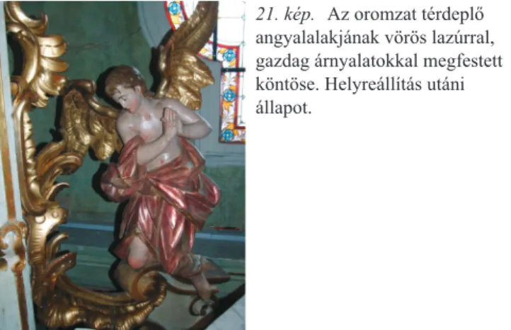 23. kép. Részlet a Mária-szoborról a restaurálás után. Az eredeti  festékréteg 95–98%-ban fennmaradt.