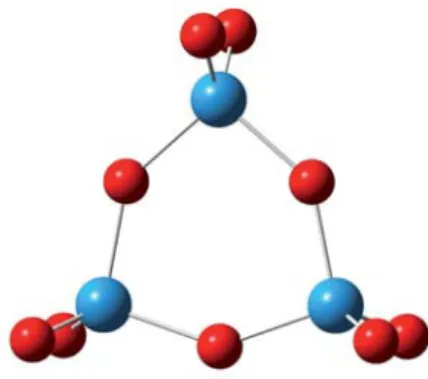 1. ábra. A volfrám-trioxid-trimer molekulaszerkezete