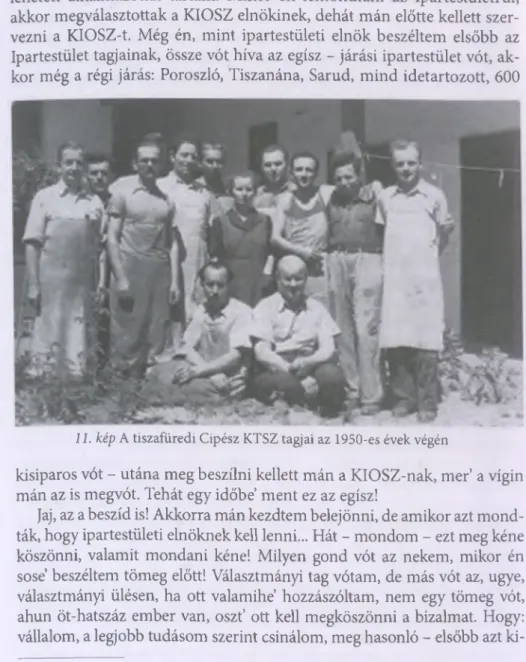 11. kép A tiszafüredi Cipész KTSZ tagjai az 1950-es évek végén