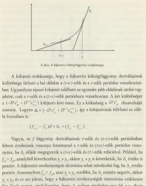 8. ábra. A fejlesztési költségfüggvény tulajdonságai