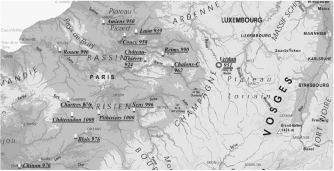 Abb. 1 turres um Paris und Verdun im 10. Jahrhundert 