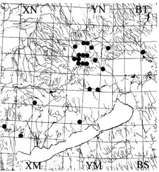 8. ábra: A közönséges gólyaorrormányos (Zacladus geranii) lelőhelyei 