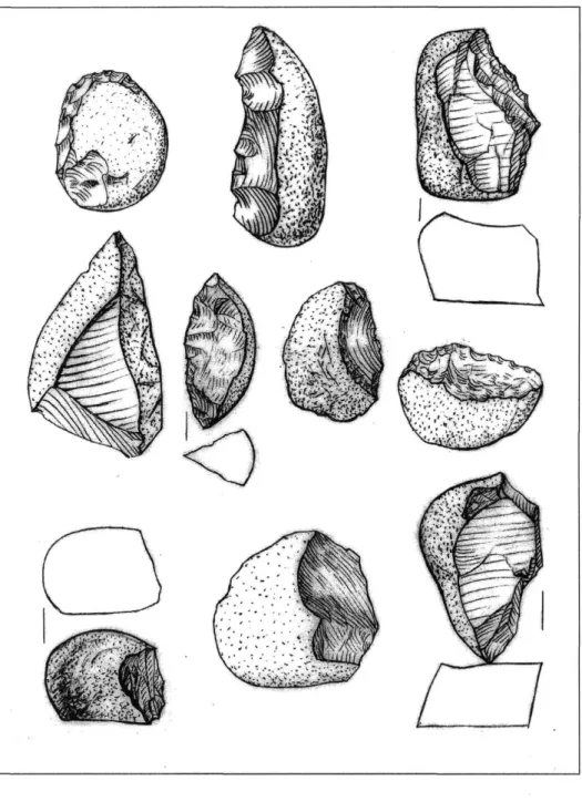 Fig. i. Geometrically broken pebbles, slices, segments, scrapers on slices (1:1,4) 