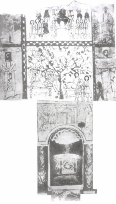 Fig.4. Graphic restitution of the composition above the cihorium  in the prayer hall of the Dura synagogue
