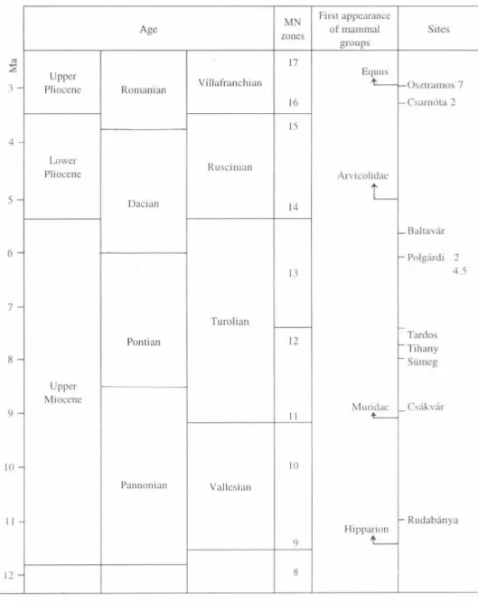 Table 2.  Fauna o f the classic site  Polgárdi (N2) evidencing to the regression  o f the Pannonian Lake  (KORMOS,  T