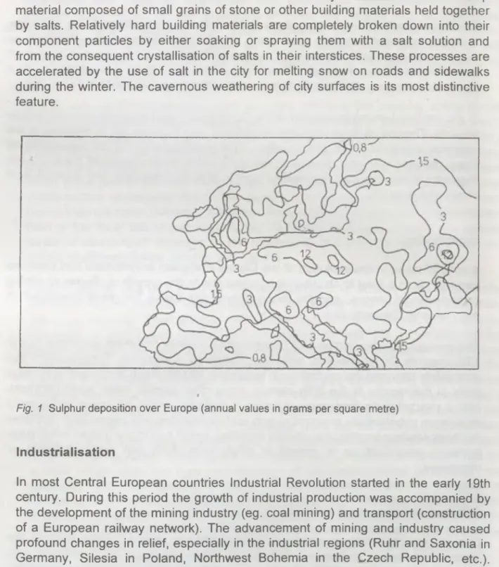 Fig.  1   Sulphur deposition  over  Europe  (annual  values  in  grams  per square  metre)