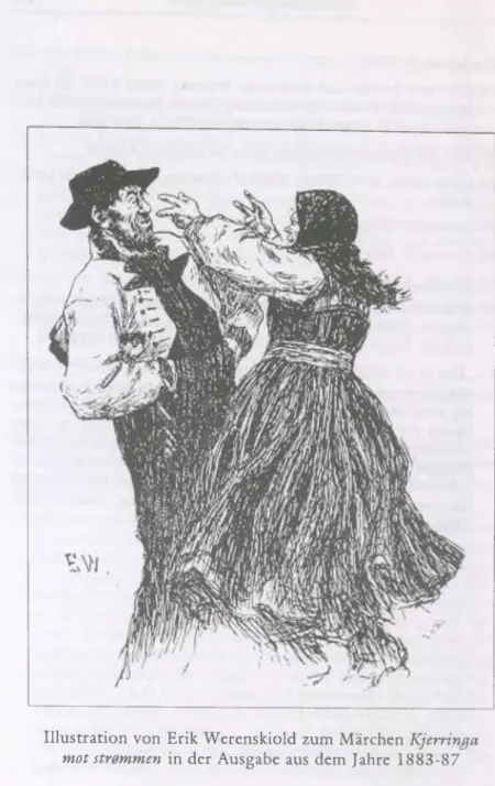 Illustration  von  Erik  Werenskiold  zum  Märchen  Kjerringa  mot str0mmen   in  der  Ausgabe  aus  dem  Jahre  1883-87