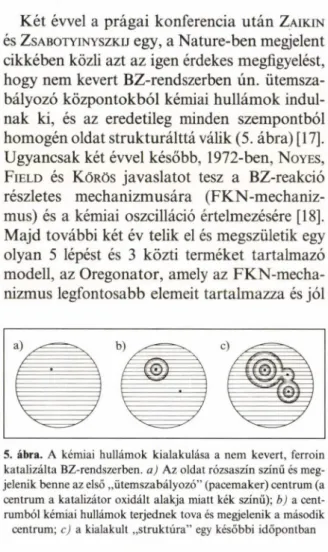 5. ábra.  A  kémiai  hullámok  kialakulása  a  nem  kevert,  ferroin  katalizálta BZ-rendszerben