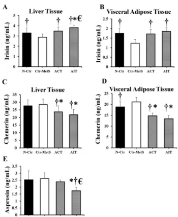 Fig. 4. Effects of 8 weeks of ACT and AIT in Wistar rats with MetS