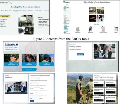 Figure 2: Screens from the EBGA tools 