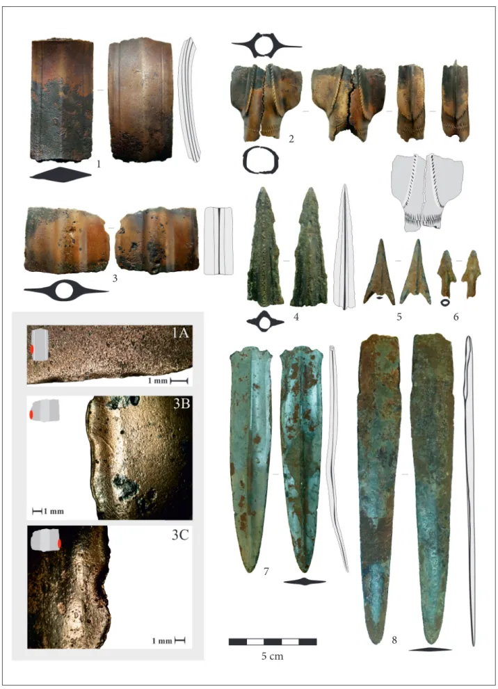 Fig. 3 Weapons from “Kapospula-halastavak” (Photo, graphic, micrographs: J. g. tarbay 2014)