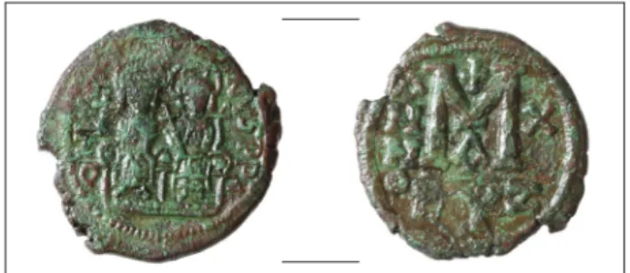 1. kép II. Justinus follisa Aquincumból  Fig. 1 Follis of Justin II from Aquincum
