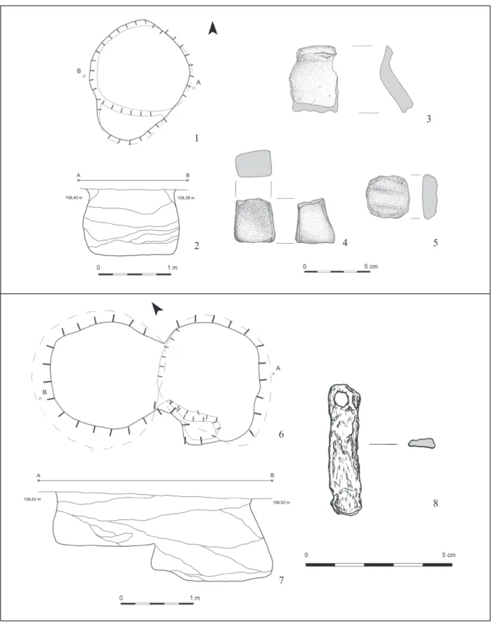 7. kép 1–5: 35. objektum (36. Snr); 6–8: 37. objektum (38. Snr) Fig. 7 1–5: Feature no