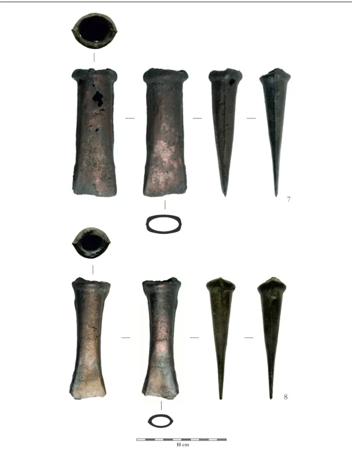 Fig. 12 Objects from the hoard. 7–8: Socketed axes 12. kép A bronzdepó tárgyai. 7–8: Tokosbalták