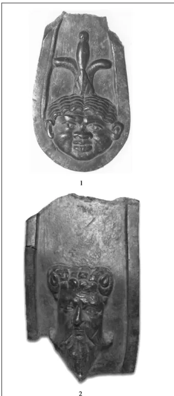 5. kép Annamatia (Baracs). 1. Pteryx töredéke  apotropaikus maszkkal (Magyar Nemzeti Múzeum, 