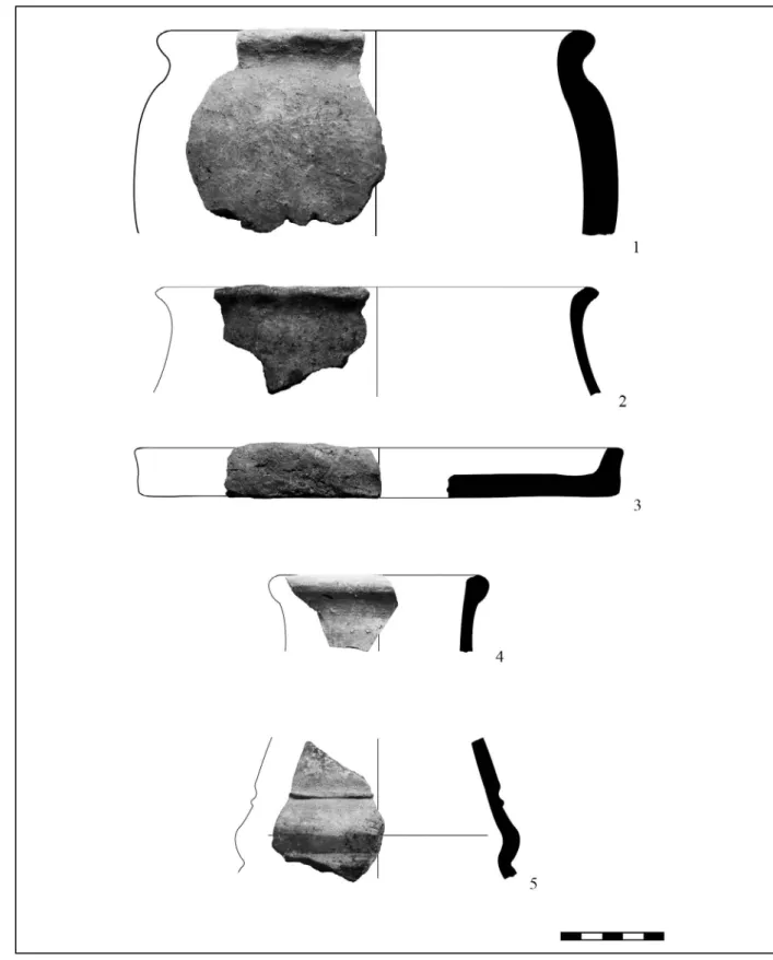 17. kép 1–5: Meszesgödör Fig. 17, 1–5: lime pit16. kép ii. felület. 1–2: 70–105 cm; 3–4: 105–130 cm; 5–9: 130–162 cm
