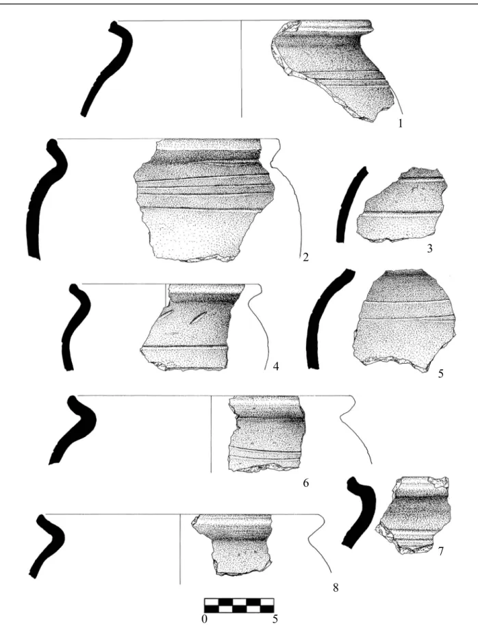 5. kép Tök-Alsó-Szarka-berek. 1–8: 3/3 épület leletanyaga Fig. 5 Tök-Alsó-Szarka-berek, finds