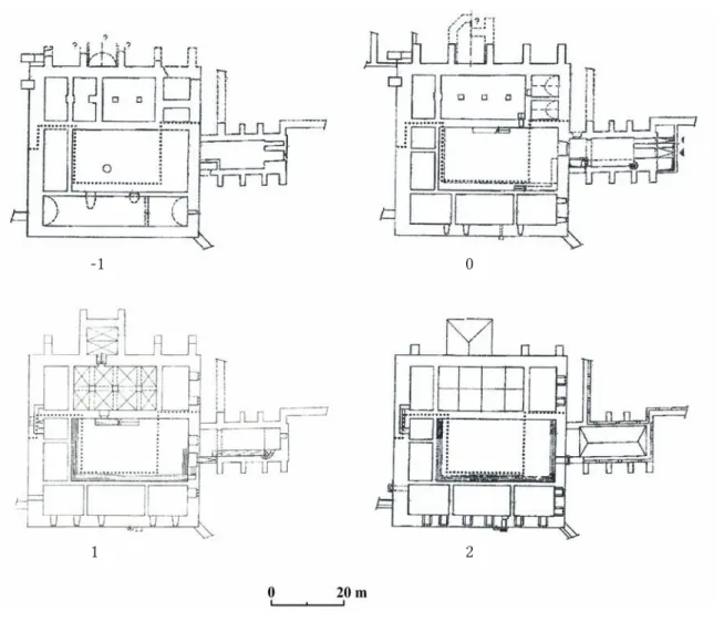 Fig. 16. Hypothetical reconstruction of the residence at Újlak from the basement level to the second  floor by Z