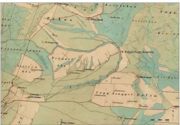 Fig. 2. Polgár-Nagy-Kasziba on the map of the Second Military Survey.