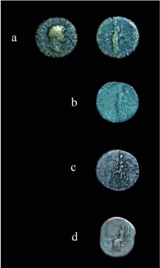 Fig. 7. a–d – Coins from Óc Eo – Ba Thê Moun- Moun-tain surroundings (©Guillaume Epinal).