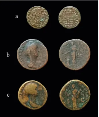 Fig. 10.  a–c  –  Recently  found  coins  from  Angkor  Borei (©Guillaume Epinal).