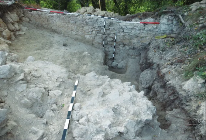 Fig. 6. Detail of the dividing ditch and the castle wall (Photo: Sz. B. Nagy). 