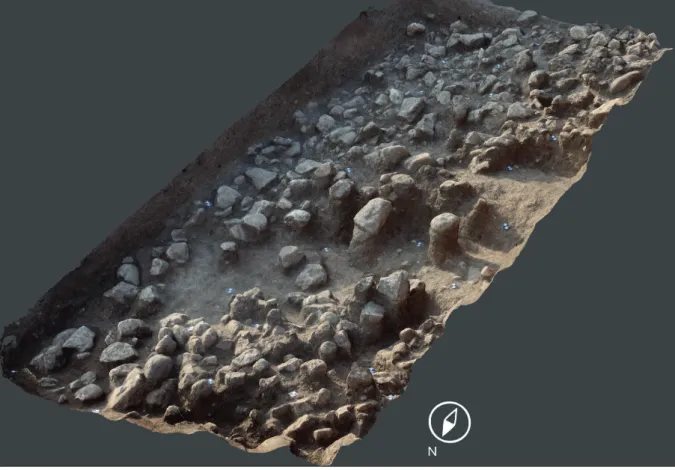 Fig. 7. The stone debris (SNR 138) covering the whole surface of Trench I/A (SNR 138)