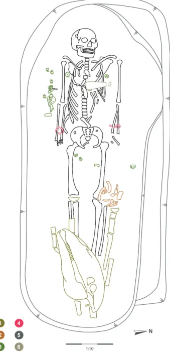 Fig. 2. M44-01-02 – Tiszakürt-Sziki-Kisföldek. A grave from the Conquest Period cemetery with:  