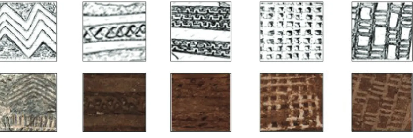 Fig. 1. Furchenstich ornamentations from cups in Abony. 