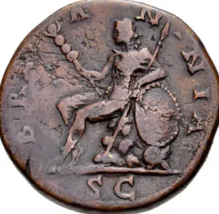 Fig. 7. Britannia reclining on rock on Antoni- Antoni-nus Pius’ coin (Photo: https://www.acsearch.info/