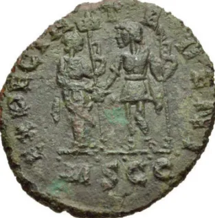 Fig. 11. Britannia with signum on Carausius’ coin (Photo: http://www.acsearch.info/record.html?id=