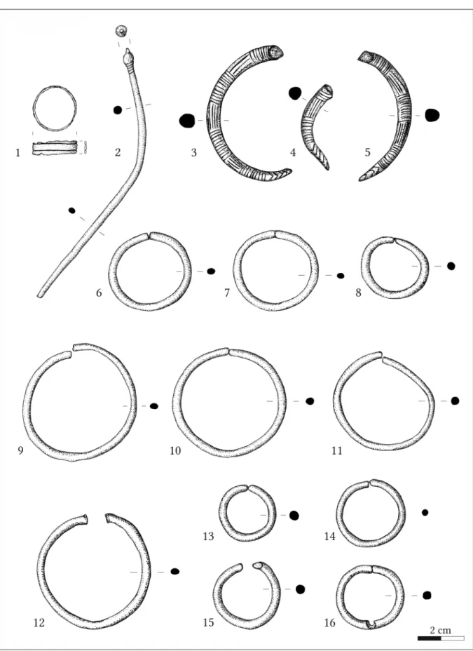 Fig. 4. 1–16. Bronze objects from Grave 2 (Drawing: András Radics).
