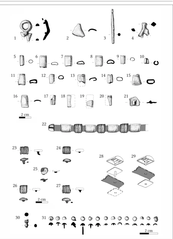 Fig. 9. 1–31. Bronze objects from Grave 6 (Drawing: András Radics).