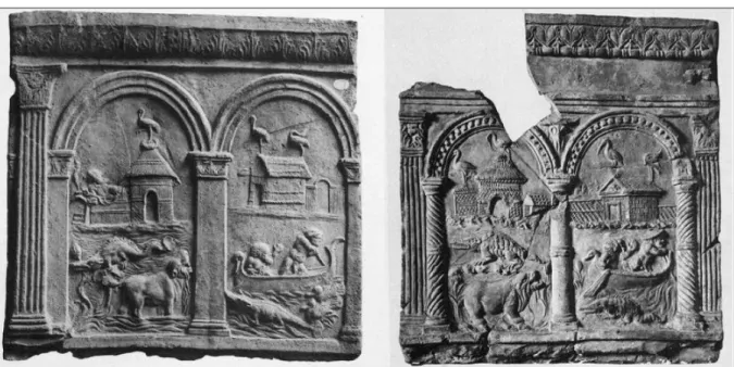 Fig. 6. Campana reliefs with Nilotic scenes (after Rohden – Winnefeld 1911, Taf. CXL (Copenhagen) and XXVII (Rome)).