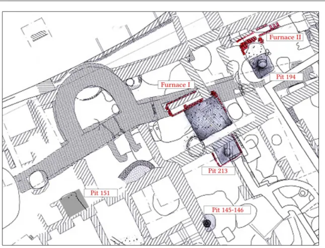 Fig. 6. Remains of the gun foundry in building plots 6 and 8 Szent György Street, close to the city walls.