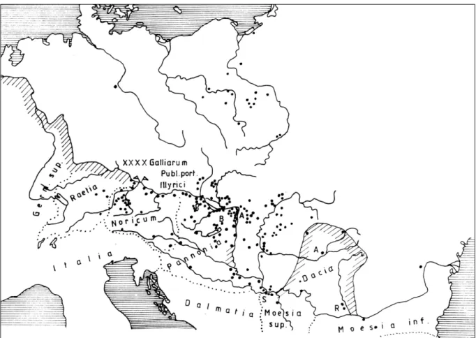 Fig. 3. A westerndorfi sigillaták lelőhelyei.